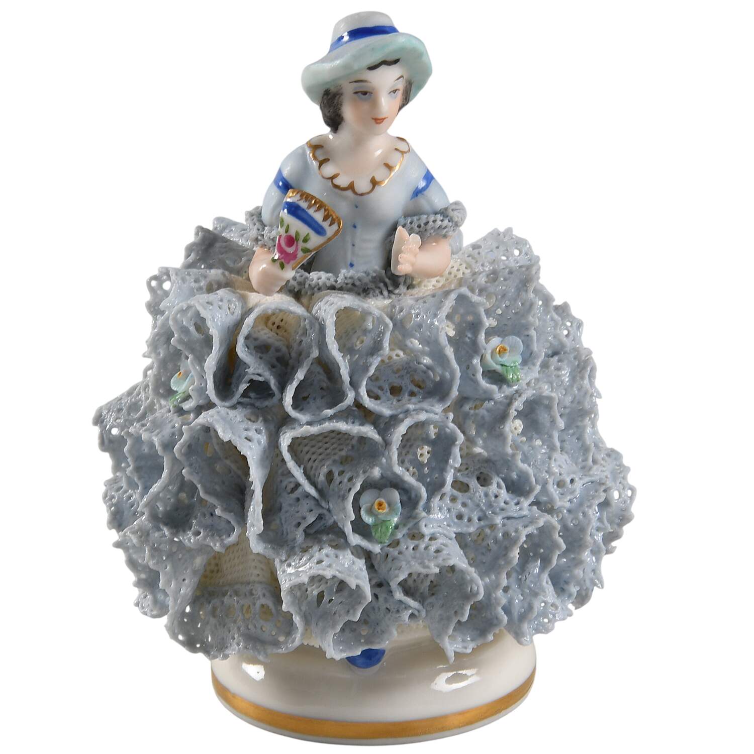 Irish Dresden Lace Figurines Lydia - Blue - Boxed by Muller & Co-1