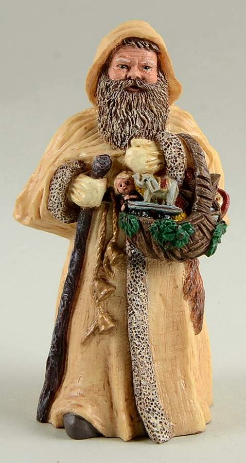 All God's Children Santas Father Christmas-Toy Basket-White - Boxed by Miss Martha Originals-1