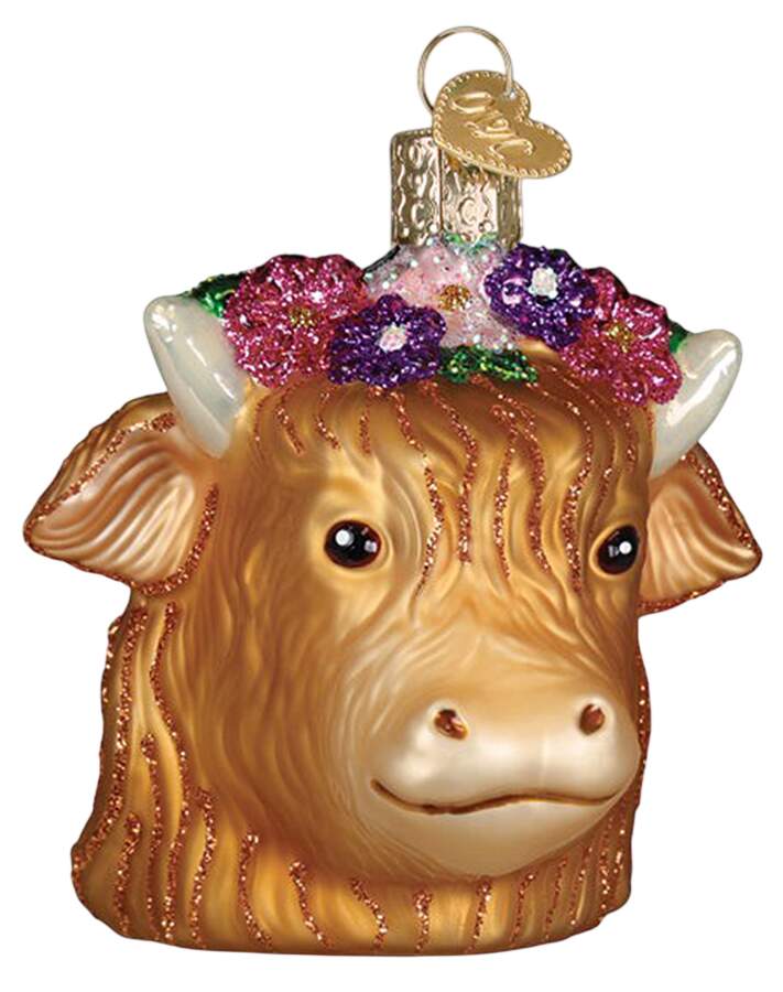 Animals Floral Highland Cow  - Nb733, No Box by Old World Christmas (Newer)-1
