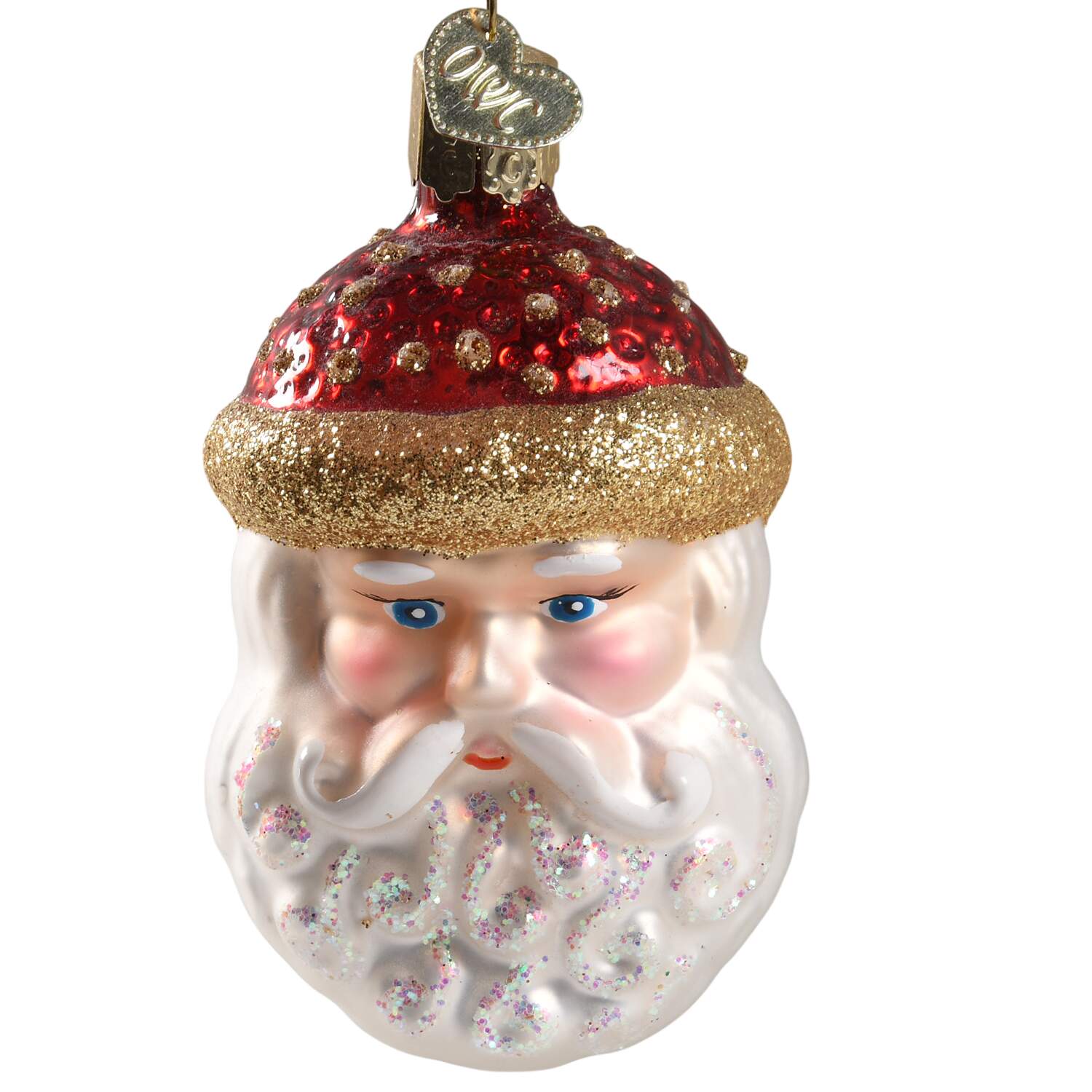 Santa and Mrs Claus Polka Dot Santa Head - Red - No Box Nb112a by Old World Christmas (Newer)-1