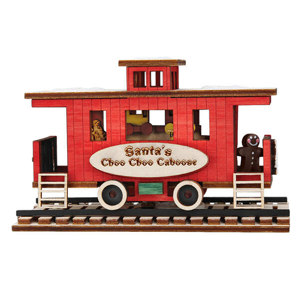 Ginger Cottages Santa's Choo Choo Caboose-Illuminated - Boxed by Old World Christmas (Newer)-1