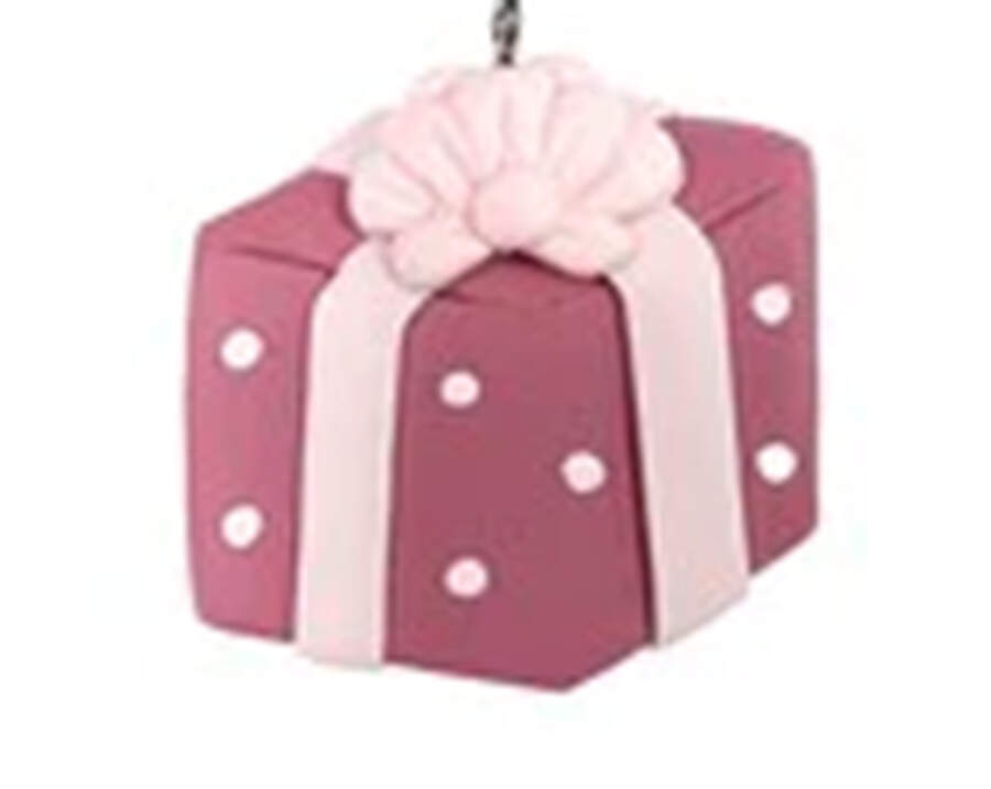 Rudolph Advent Calender Present-Pink/White Poka Dots - No Box by Old World Christmas (Newer)-1