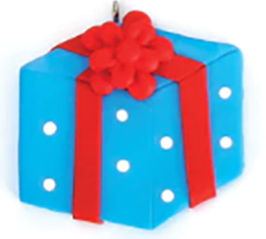 Advent Calendar Present-Blue W/White Poka Dots - No Box by Old World Christmas (Newer)-1