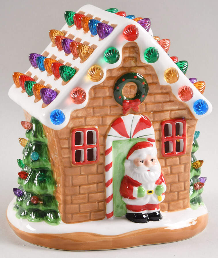 Nostalgic Village Houses Gingerbread House Santa-White - Boxed by Mr Christmas-1
