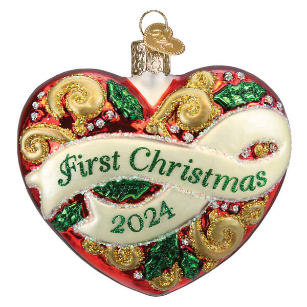 First Christmas Heart 2024-First Christmas Heart - No Box by Old World Christmas (Newer)-1