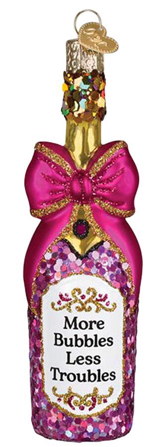 Wine, Spirits & More Bottle With Bow - No Box by Old World Christmas (Newer)-1