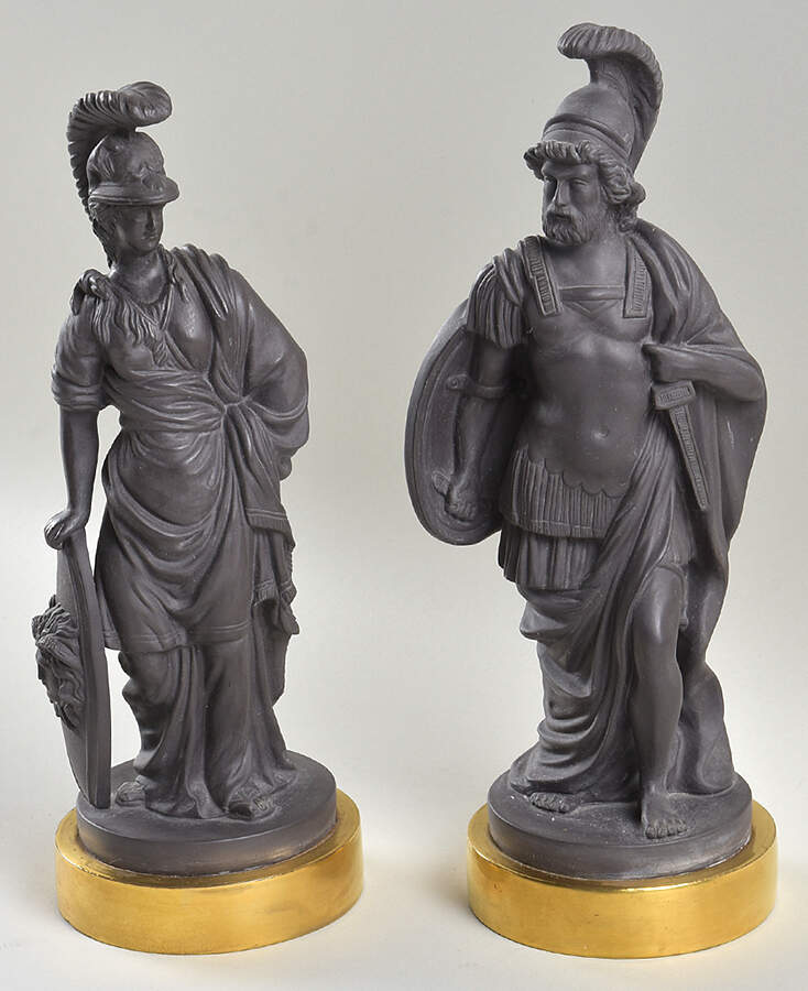 Black Basalt Figurines Minerva & Jupiter (Pair) - No Box by Mottahedeh-1