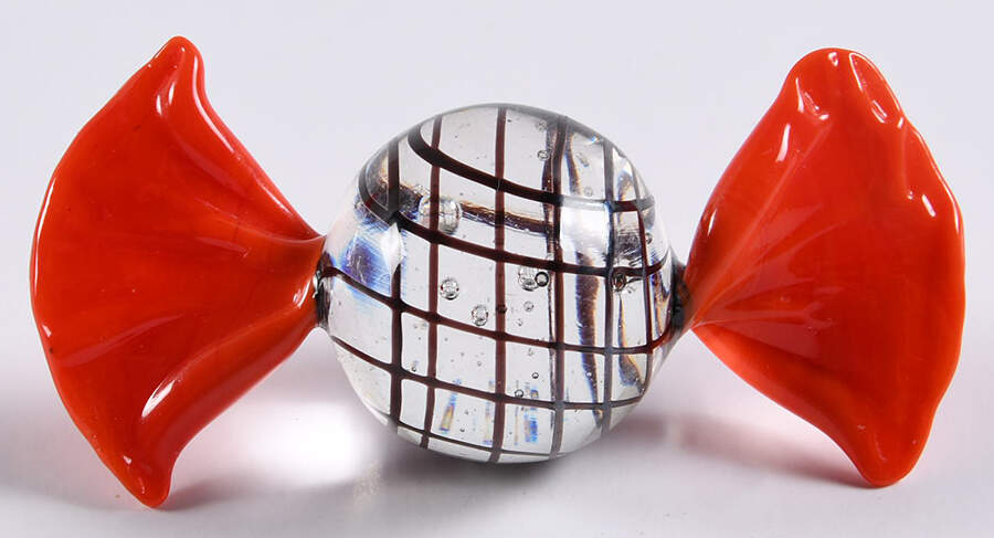 Candy Pieces Clear Sphere W/Black Checkered  - No Box by Murano Glass-1