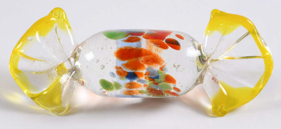 Candy Pieces Clear Cyinder W/Colorful Dots - No Box by Murano Glass-1