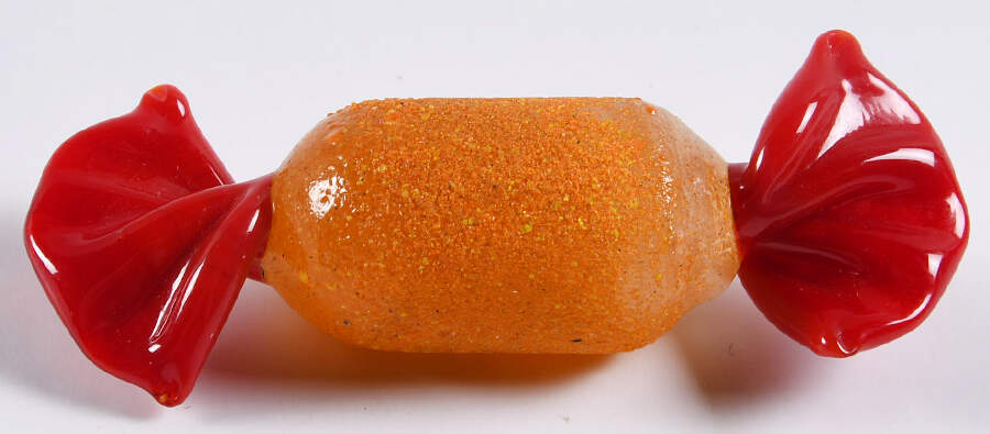 Candy Pieces Clear Cylinder W/ Orange Texture - No Box by Murano Glass-1