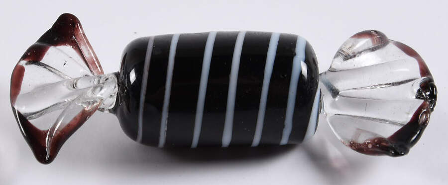 Candy Pieces Purple Cylinder W/ White Stripes - No Box by Murano Glass-1