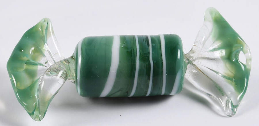 Candy Pieces Sage Cylinder W/ White Stripes - No Box by Murano Glass-1