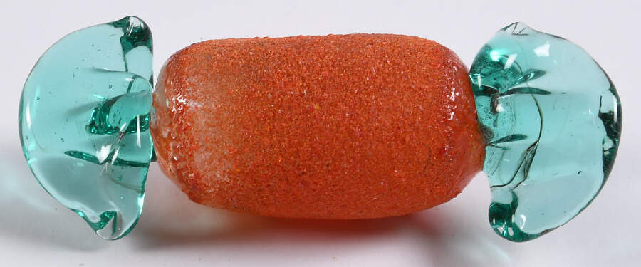 Candy Pieces Cylinder W/ Red Textured - No Box by Murano Glass-1
