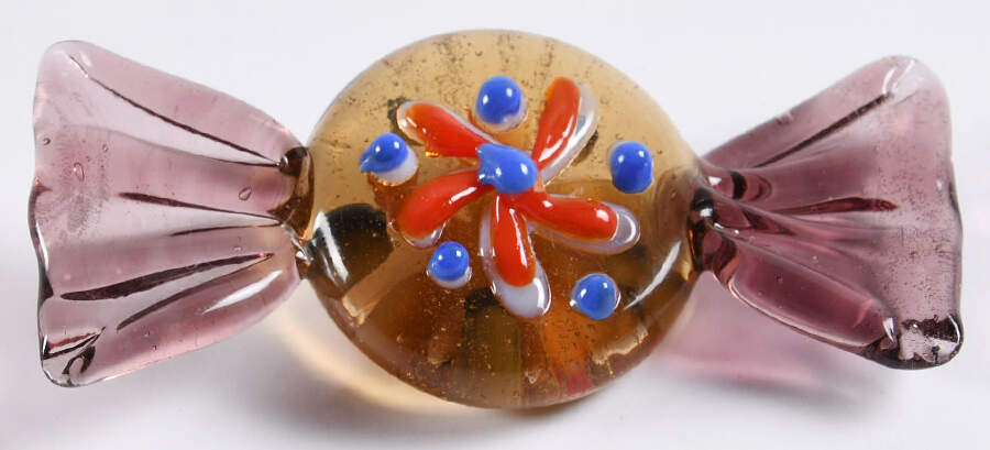 Candy Pieces Light Brown Red Star - No Box by Murano Glass-1