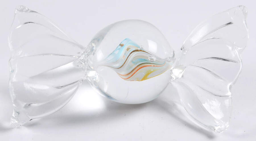 Candy Pieces Clear Ball Inside Multicolor Swirl - No Box by Murano Glass-1