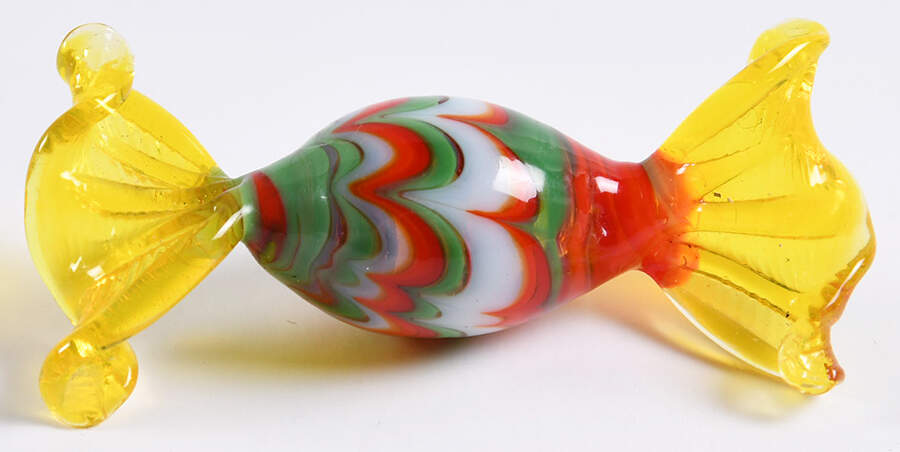 Candy Pieces Cyinder Yellow Red Green - No Box by Murano Glass-1