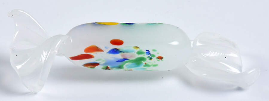 Candy Pieces Frost Rectangle W/ Multicolor Spots - No Box by Murano Glass-1