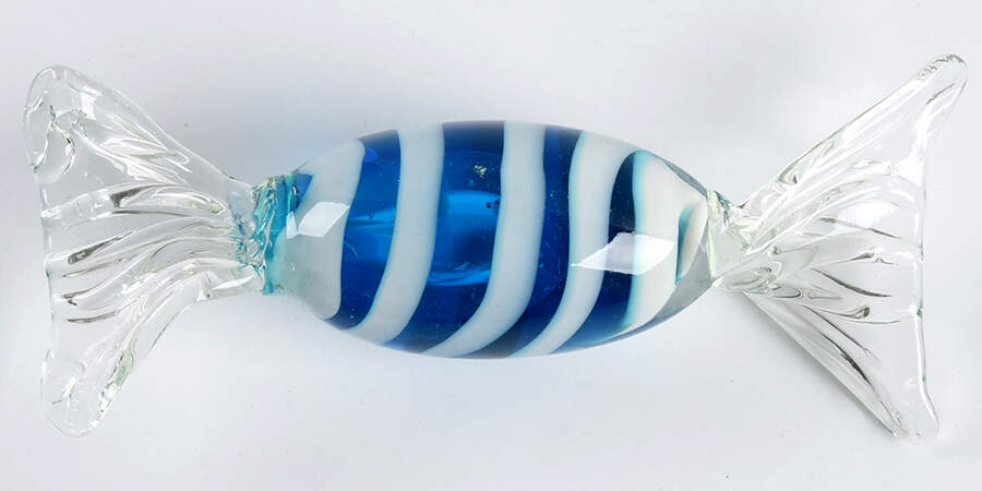 Candy Pieces Large Blue White Clear Wrap - No Box by Murano Glass-1