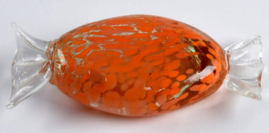 Candy Pieces Large Orange Clear Wrap - No Box by Murano Glass-1