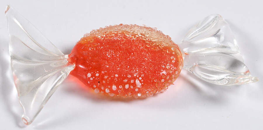 Candy Pieces Orange Round Stiple Frosted - No Box by Murano Glass-1