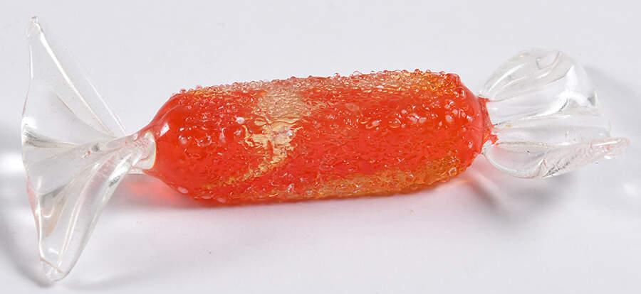 Candy Pieces Orange Square Cylinder Stiple Frosted - No Box by Murano Glass-1