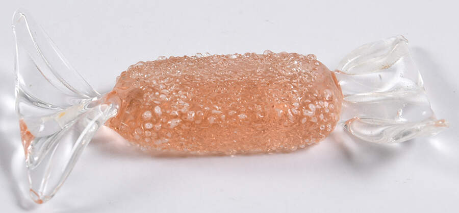 Candy Pieces Lt Pink Oval Stiple Frosted - No Box by Murano Glass-1