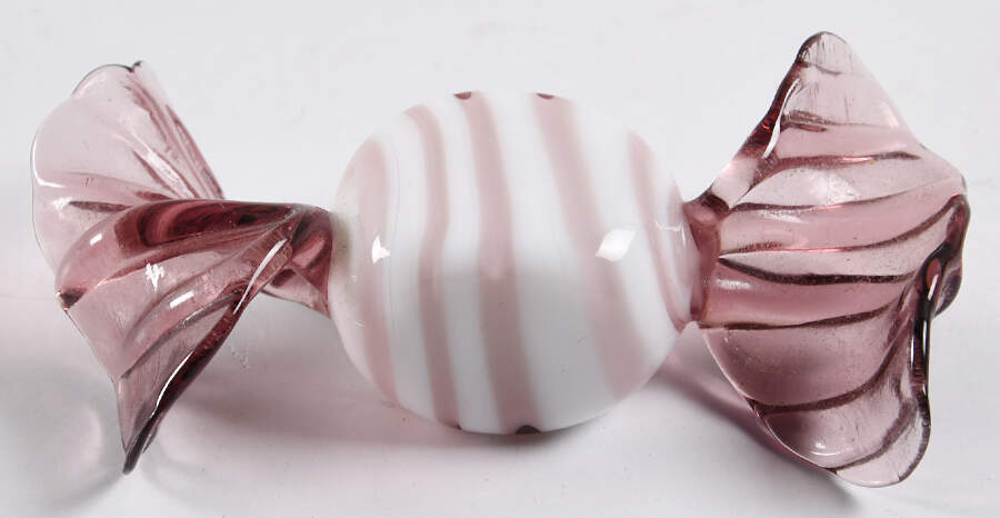 Candy Pieces White Muave Stripes Muave Wrap - No Box by Murano Glass-1
