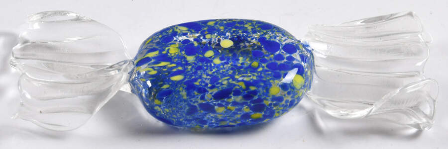 Candy Pieces Blue Yellow Speckles Clear Wrap - No Box by Murano Glass-1