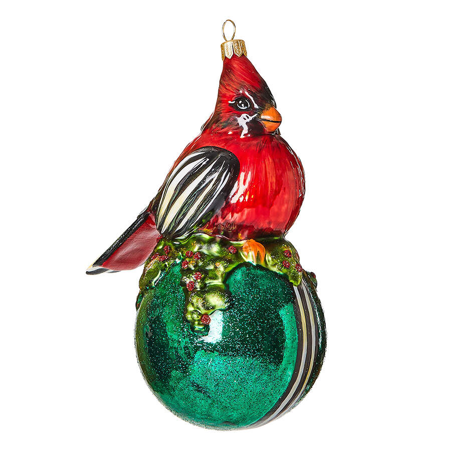 Cozy Christmas Ornaments Cardinal On Ball - Boxed by MacKenzie-Childs-1