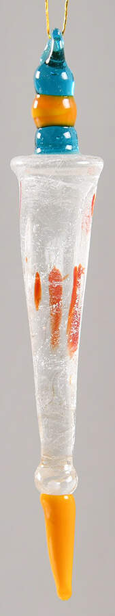 Icicles Clear Orange Spots - No Box by Murano Glass-1
