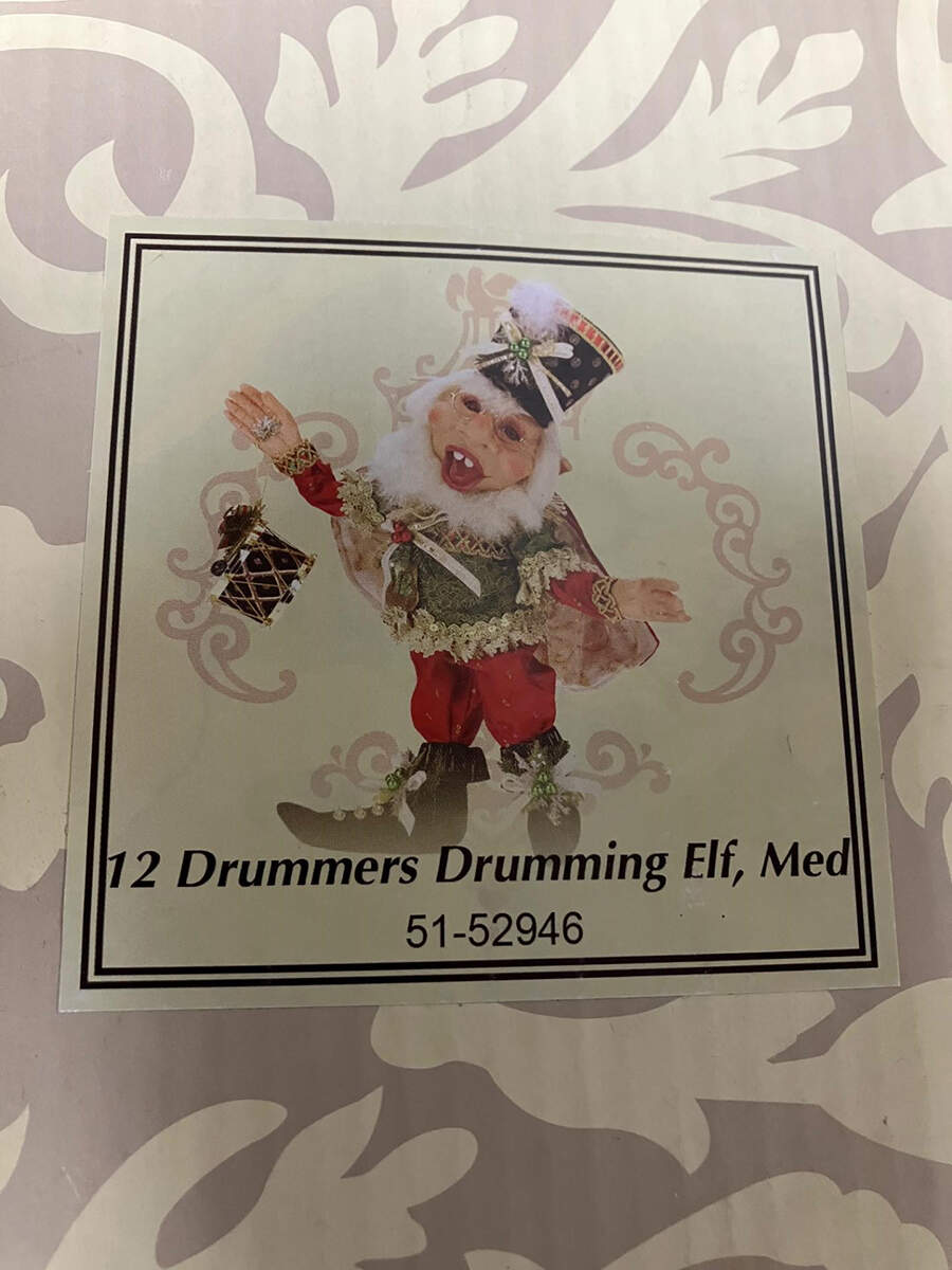 Twelve Days of Christmas Elves Medium 12 Drummers Drumming Elf - No Box by Mark Roberts-1