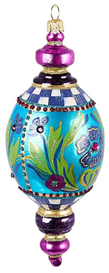 Floral Check Oval Drop - Boxed by MacKenzie-Childs-1