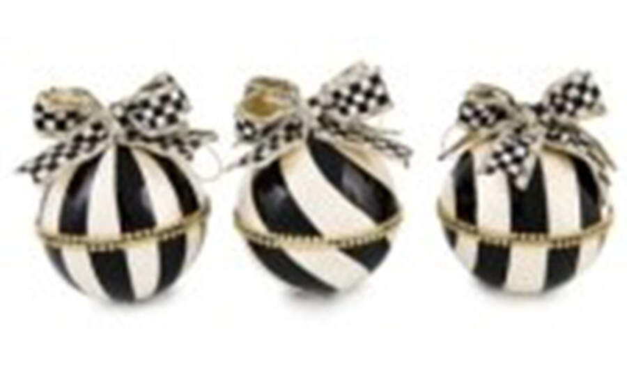 Courtly Noel Stripe Capiz Ball Ornaments-Set Of 3 - With Box by MacKenzie-Childs-1