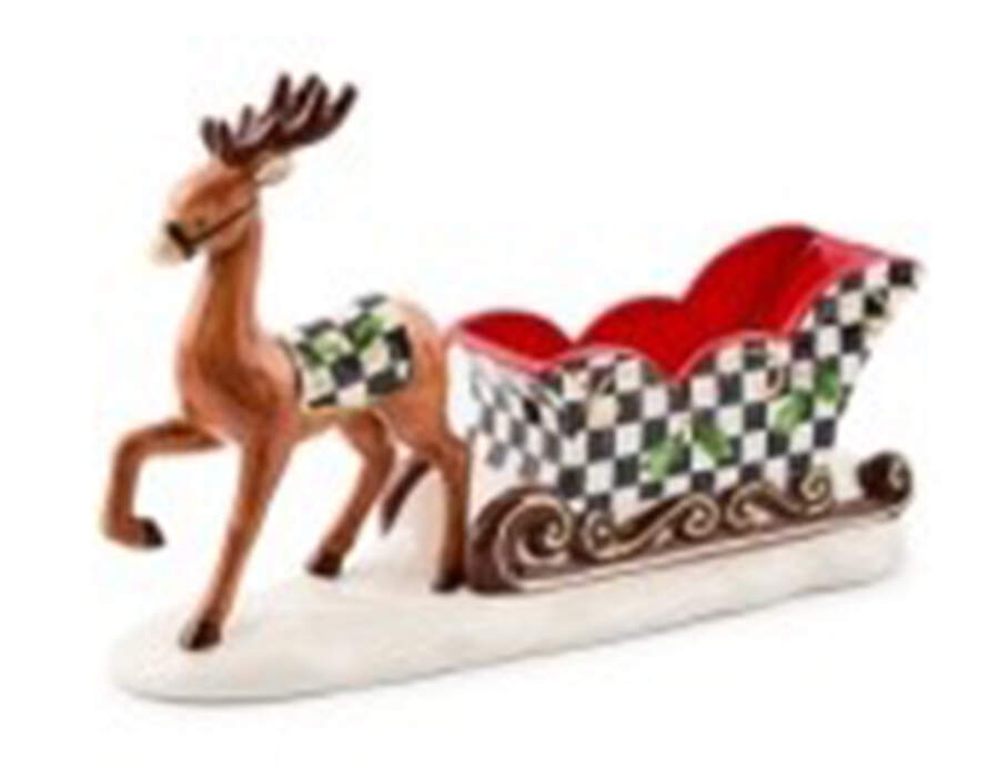 Holly Village Deer & Sleigh Candy Dish - Boxed by MacKenzie-Childs-1