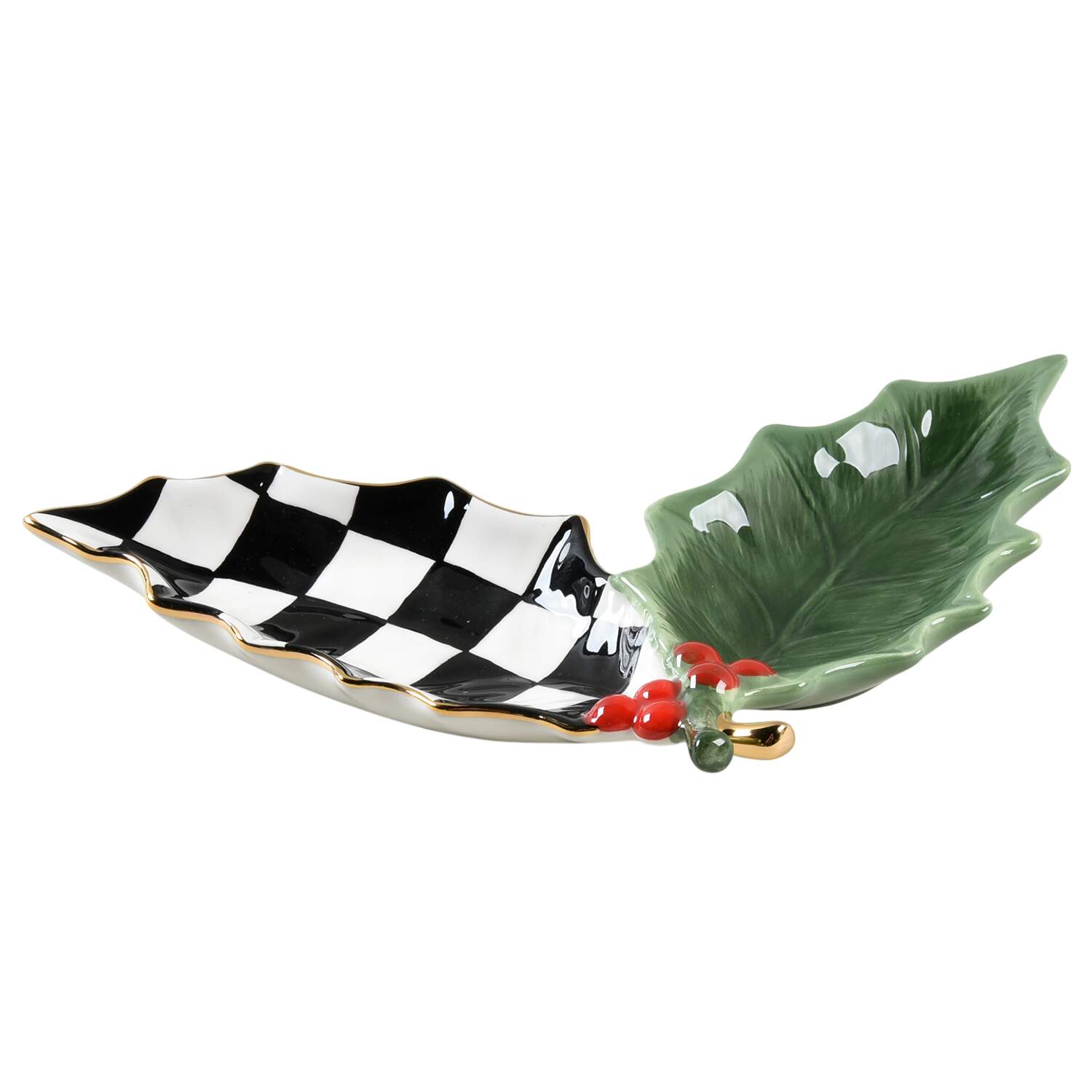 Holly Village Holly Leaf Trinket Tray - No Box by MacKenzie-Childs-1