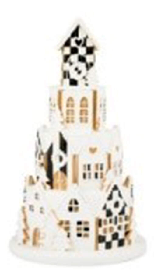 Farmhouse Holiday Table Decor Illuminated Gingerbread Village-Round - No Box by MacKenzie-Childs-1