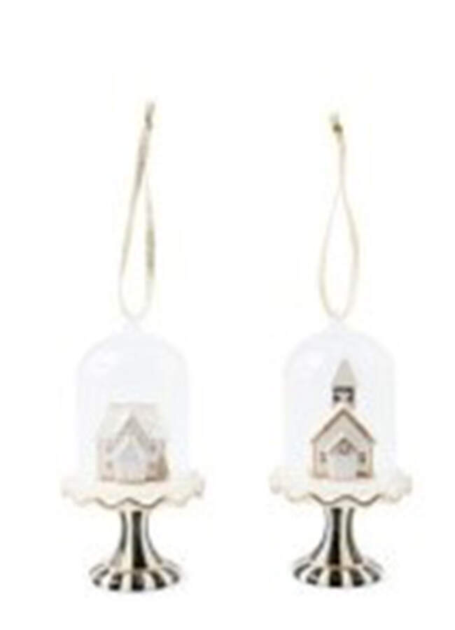 Farmhouse Holiday Table Decor Gingerbread Cloche Ornaments (Set Of 2) - Boxed by MacKenzie-Childs-1