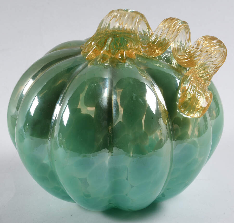 Art Glass Pumpkins Green W/Yellow Stem - No Box by Mikasa-1