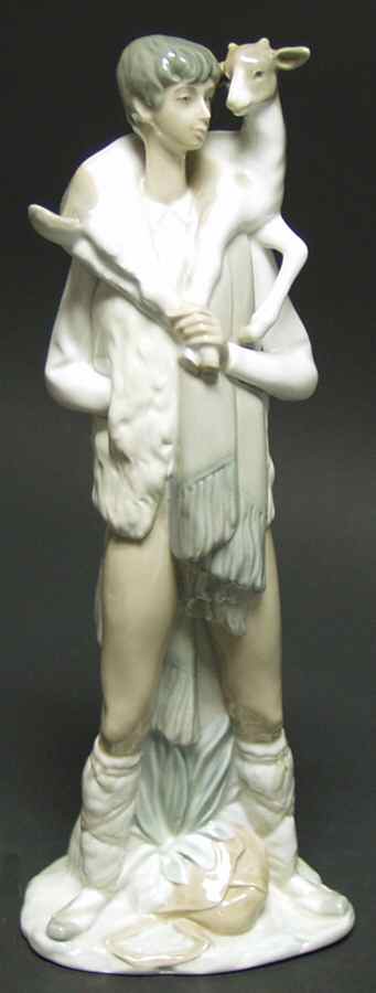 Kids with Animals Shepherd With Goat - Lladro Marked Nao - Boxed by Nao-1