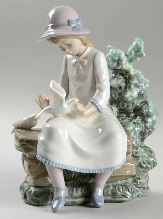 Kids with Birds Or Butterflies Little Girl Feeding Doves - Boxed by Nao-1