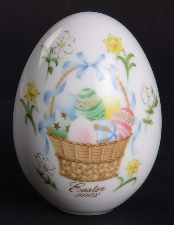 Noritake Easter Egg Easter Basket With Blue Ribbon-No Stand - No Box by Noritake-1