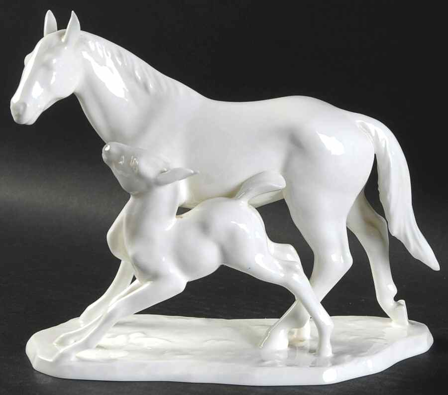 Noritake Figurines Mare & Foal-All White - Boxed by Noritake-1