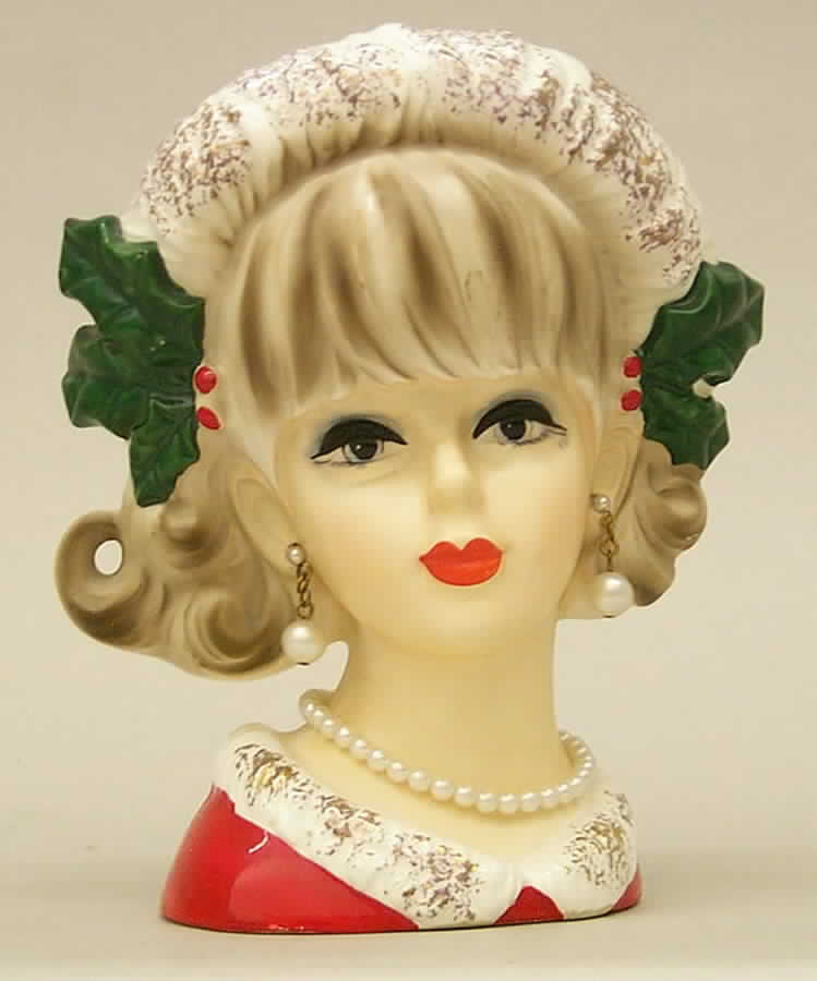 Napco Head Vases Hat W/ Holly - No Box by Napco-1