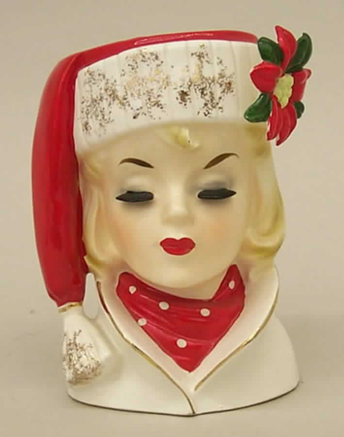 Napco Head Vases Christmas Lady - No Box by Napco-1