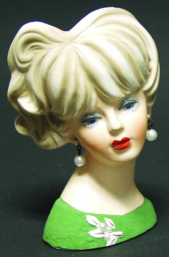 Napco Head Vases Leaf On Dress Green - No Box by Napco-1