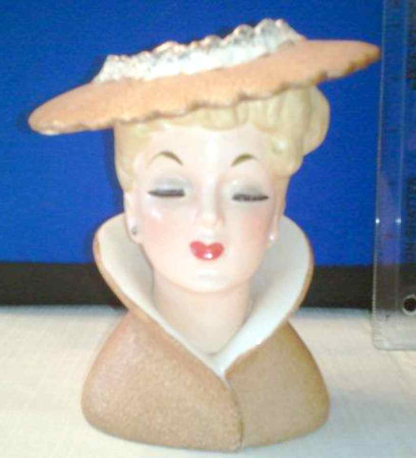 Napco Head Vases Lady W/ Hat - No Box by Napco-1