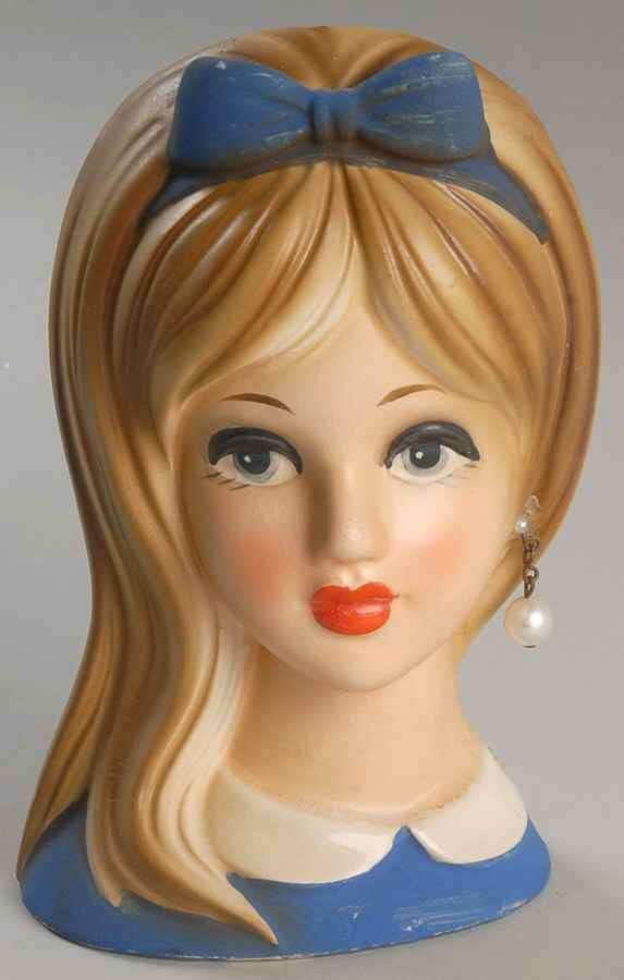 Napco Head Vases Blue Dress & Bow - No Box by Napco-1