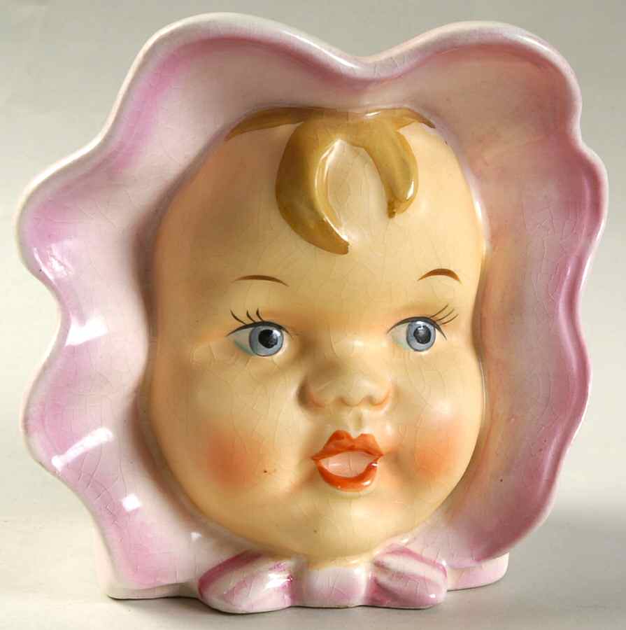Napco Head Vases Baby Girl Pink Ruffled Hat - No Box by Napco-1