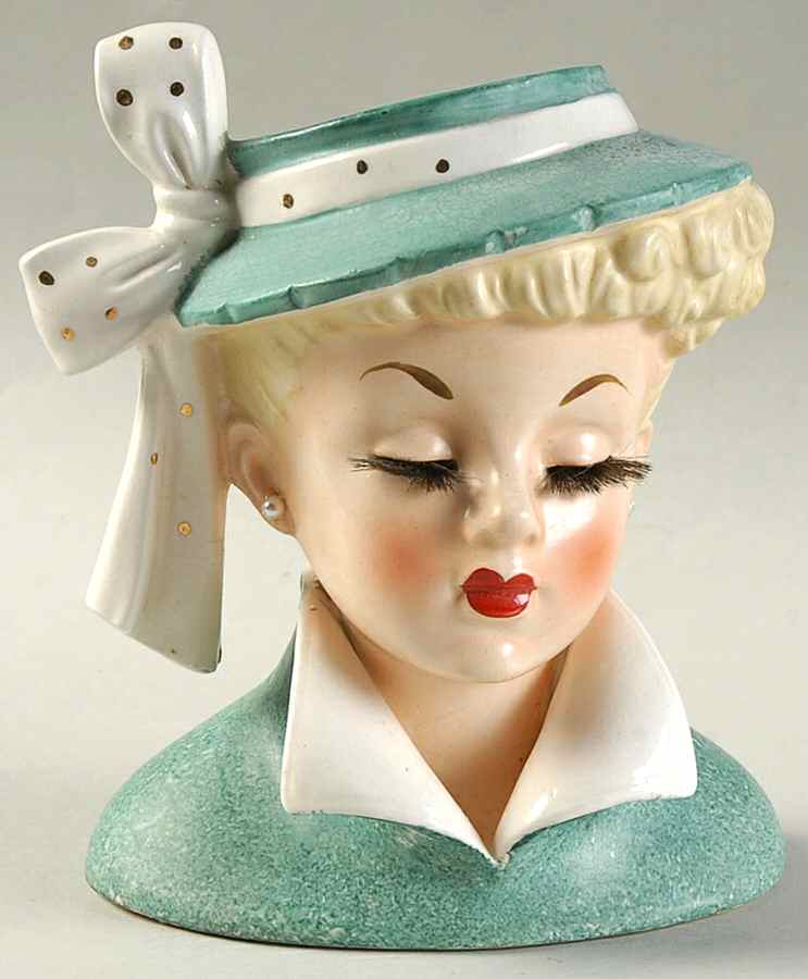Napco Head Vases Blonde Updo Insert Eyelash - No Box by Napco-1