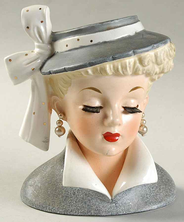 Napco Head Vases Blnd Updo Insrt Eylash Grey Dr - No Box by Napco-1